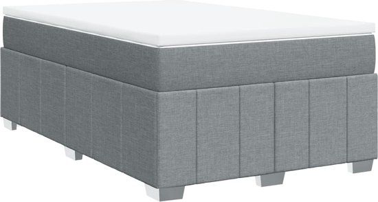 vidaXL Boxspring met matras stof lichtgrijs 120x200 cm