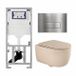 Geberit QeramiQ Dely Swirl Toiletset - 36.3x51.7cm - Geberit UP320 inbouwreservoir - met Burda frame - slim zitting - steel bedieningsplaat - rechthoekige knoppen - mat beige