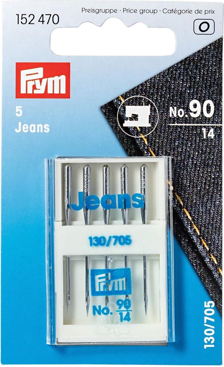 prym 152470 naaimachinenaalden Jeans, 130/705, 90, metaal, zilverkleurig, No