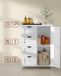 VASAGLE Armoire de salle de bain, armoire de salle de bain étroite, meuble d'appoint, commode, avec 4 tiroirs, porte d'armoire, étagère réglable, 35 x 65 x 90 cm, blanc nuage LHC042W01