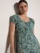 Apricot Midi-jurk met waterverfbloemenprint