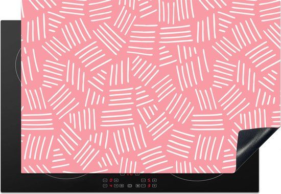 KitchenYeah® Inductie beschermer 77x51 cm - Strepen - Roze - Design - Inductiebeschermer