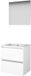 Basic Line Basic 46 Badkamermeubelset - 60 x 46 cm - Greeploos - 2 Lades - Keramische Wastafel - 1 Kraangat - Spiegel - Ice White