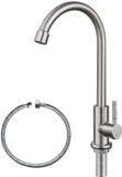 Unyqoos® Robinet d'eau froide en acier inoxydable avec arc élevé et finition nickel brossé pour évier