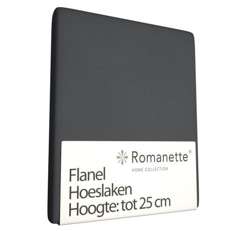 Romanette flanel hoeslaken - 90x220 cm - Antraciet