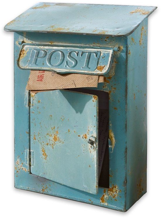 Loberon Decoratieve brievenbus Boîte Postale antiekblauw