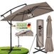tillvex® Alu Sonnenschirm Rechteckig Ø 330 cm Grau + Abdeckung mit Kurbel