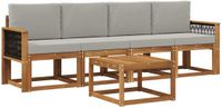 vidaXL - Acacia Houten Loungeset Bank 4-zits Naturel en Lichtgrijs