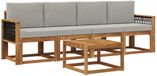 vidaXL - Salon en bois d'acacia, canapé 4 places, naturel et gris clair