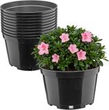 Garronda Set van 10 ronde kunststof kweekpotten met drainagegaten voor tuin (Zwart, Ø20 x 13 cm (3L))