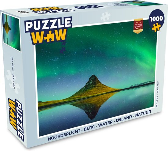 MuchoWow Puzzel Noorderlicht - Berg - Water - IJsland - Natuur - Legpuzzel - Puzzel 1000 stukjes volwassenen - Sinterklaas cadeautjes - Sinterklaas voor grote kinderen