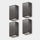 Calex Birindisi Lampe murale solaire - Lumière blanc chaud haut et bas - à énergie solaire - Sans fil - Étanche - Noir - Pack de 4