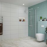 FortiFura Galeria inloopdouche - 50x200cm - ribbelglas - wandarm - mat wit
