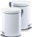 Zeller 2x Witte Pedaalemmers 5 Liter Metaal/Kunststof 20x28cm