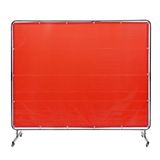 VEVOR Lasgordijn, 1,8 x 2,4 m, laswerend gordijn van vlamvertragend vinyl, lasscherm met 4 zwenkwielen en een 6-traps uv-bescherming, lasbescherming, rood