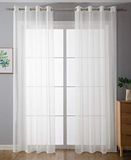 203322 Set van 2 transparante voile gordijnen met loodband afwerking wit 225 x 140 cm (H x B)