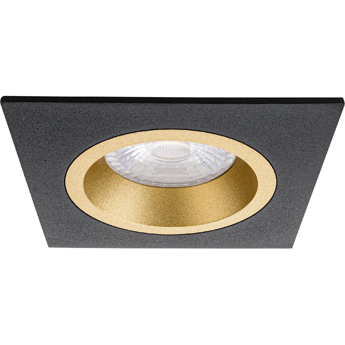 BES LED Spot Armatuur GU10 - Pragmi Rodos Pro - Inbouw Vierkant - Mat Zwart/Goud - Aluminium - 93mm