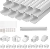VEVOR Mini Split Line Set Cover 76,2 Mm B 5400 Mm L Decoratieve Pvc Buisafdekking voor Airconditioning Met 10 Rechte Kanalen en Volledige Componenten Overschilderbaar voor Warmtepompen Wit