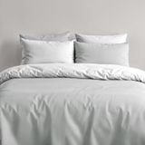 TRANKIELO® 100% Coton Housse de couette 135x200 cm Bicolore Gris/Blanc Inclus 2 Taies d'oreiller 80x80 cm
