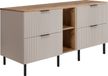 Armoire de salle de bain en bois de cachemire/chêne avec poignée noire, 140 x 77 x 46 cm
