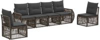 vidaXL Tuinbank Set 6-persoons Poly Rattan Grijs/Donkergrijs