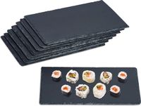 Merkloos Relaxdays Leisteen Serveerplank - Set van 8 - Rechthoekig - 26 x 16 cm - Antraciet