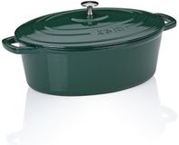 Kela Gietijzeren braadpan met deksel Calido, ovaal, smaragdgroen, 33 x 26 x 12 cm, 6 l