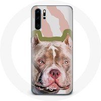 Maniacase Hoesje voor Huawei P30 Pitbull Hond bruin