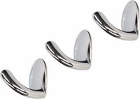 Merkloos Luxe Plakhaken / Handdoekhaken - 3x - Chroom Glans - Metaal - Zelfklevend - 3.8 x 4.2 x 3.5 cm