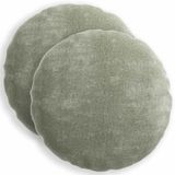 vidaXL - Kussensloop - 2 stuks - HEERLEN - Groen - Ø 50 cm - Katoensatijn