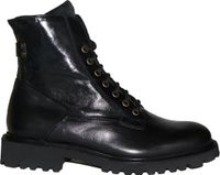 Durea 9769 Veterboots Zwart Leer Dames Wijdte G