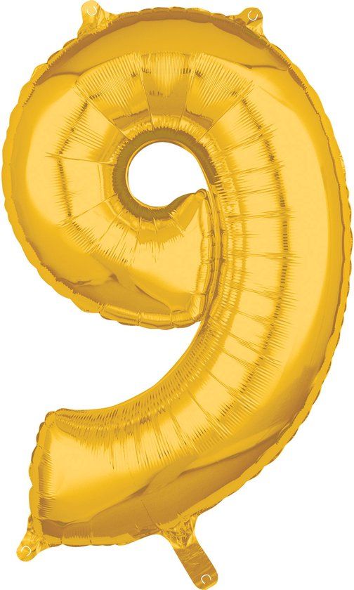 Mid Size Number 9 Gold Balloon - 5 Pack