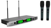 Audibax Missouri Rack A Professionele draadloze UHF-microfoon, 2 handmicrofoons, ontvangers voor rackmontage, 19 inch (48,7 cm), dynamische microfoons van aluminiumlegering