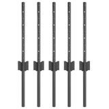 vidaXL - Ingegraven hekpalen - 5 stuks - Grijs - 80 cm - Gepoedercoat staal