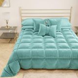 PETTI Artigiani Italiani - Warm fluwelen dekbed 160x260 cm, dubbelzijdige sprei, 350 g/m², Tiffanyblauw, gemaakt in Italië