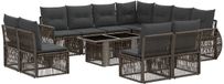 vidaXL Banc de jardin 12 pièces gris et gris foncé poly rotin