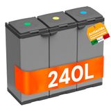 Avilia Mobiele afvalemmer voor afvalscheiding, 3 containers, 80-110 l, 102 x 39,5 x 85 cm