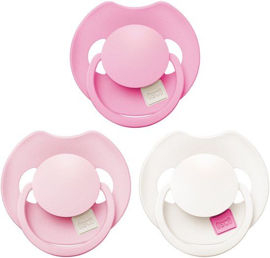 Difrax LOVI Fopspeen Dynamisch - Prime - 0 tot 6 Maanden - Roze - 3 Stuks