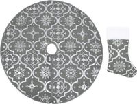 vidaXL - Kerstboomrok - luxe - met - sok - 90 - cm - stof - grijs