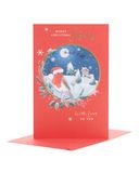 UK Greetings Kerstkaart voor zoon - Snowy Robin Design