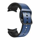 Samsung 2 in 1 siliconen/ leren bandje - Blauw - Galaxy watch 7 / Galaxy Watch FE - 40mm & 44mm