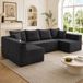 STILVORA U-Bank 320 x 155 cm - Modulaire Hoekbank Met Bekerhouders En Zijvak - Voor Woonkamer En Lounge - Cord Donkergrijs