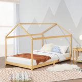 en.casa Kinderbed Vindafjord huisbed bamboe houtkleurig 90x200 cm