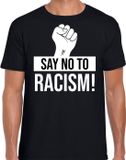 Bellatio Decorations T-shirt heren - Say no to racism - zwart - XL