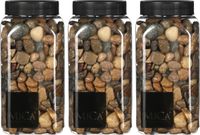 Mica Decorations decoratie stenen - 3x - 650ml - donkerbruin mix - hobby steentjes - sier stenen