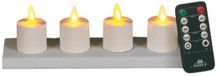 Anna's Collection Oplaadbare LED theelichtjes - 4x - Wit - Oplaadstation - Afstandsbediening