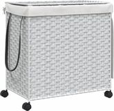 vidaXL Wasmand op wielen 60x35x60,5 cm rattan wit