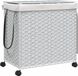vidaXL Wasmand op wielen 60x35x60,5 cm rattan wit