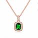 LGT JWLS Rosegoudkleurige Damesketting met Rechthoekige Groene Zirkonia Hanger