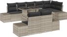 vidaXL Banc de jardin 9 pièces gris clair polyrattan